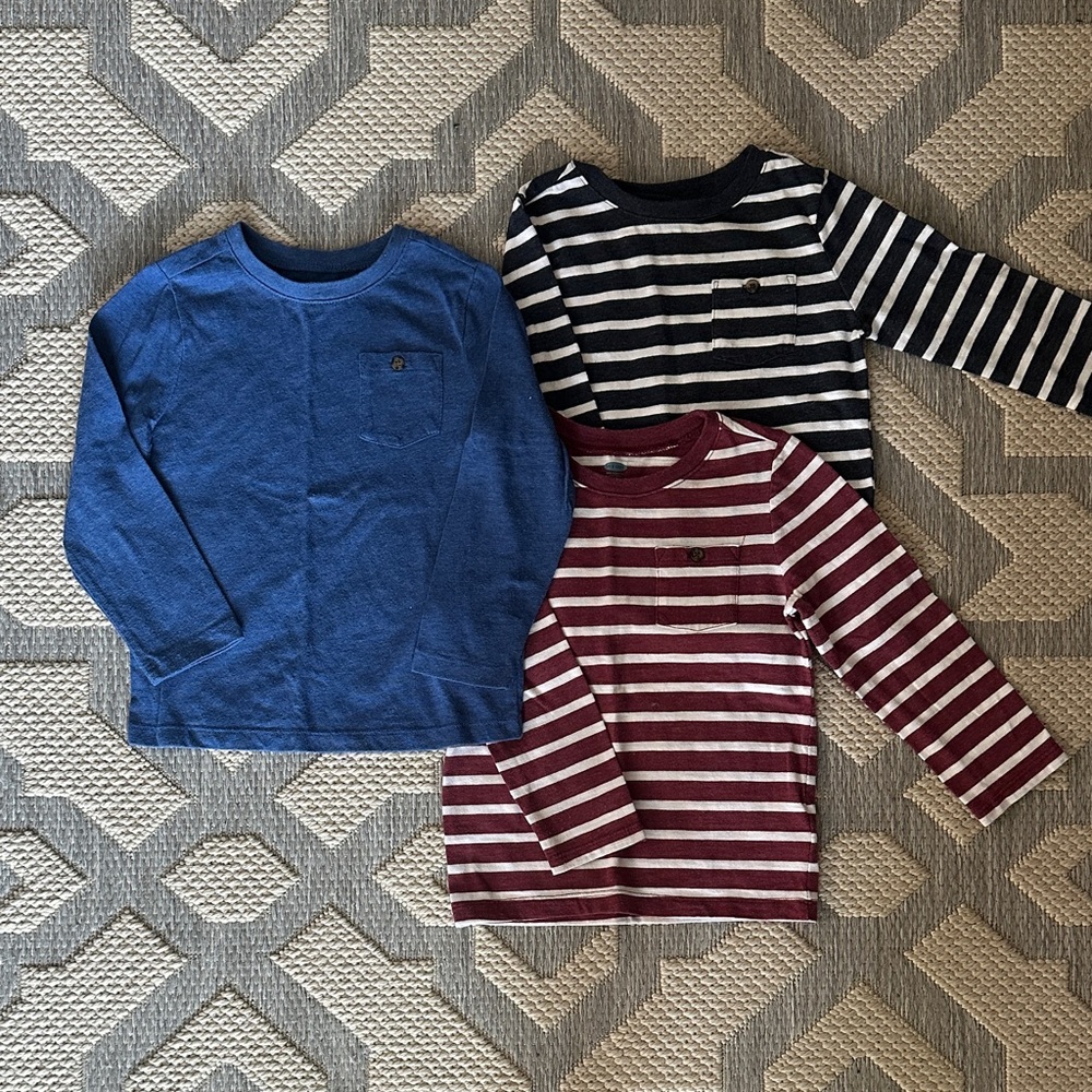 Old Navy Kids Long Sleeve Shirt Trio - Blue, Black, and Red